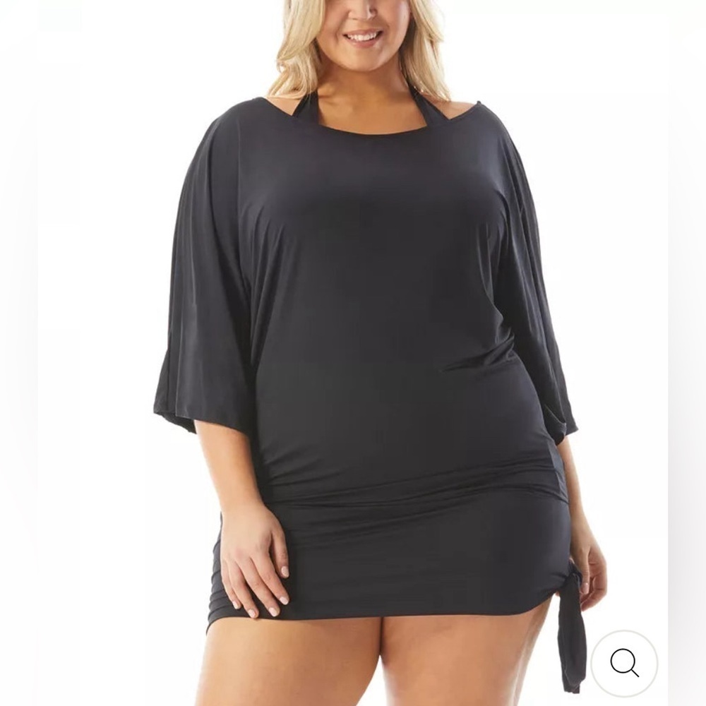 MICHAEL MICHAEL KORS REGULAR & PLUS SIZE SIDE-TIE SWIM COVER-UP xxl